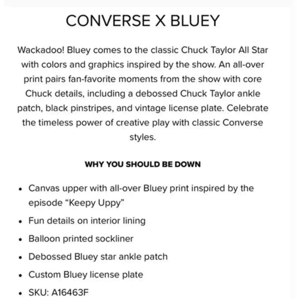 Converse x Bluey Keepie Uppie High-Top Sneakers NEW Kids Size 12 Youth Toddler